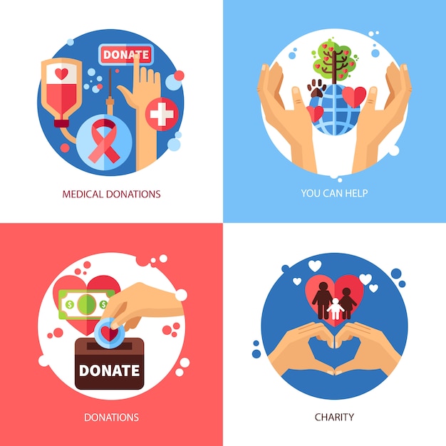 Charity Concept Icons Set 