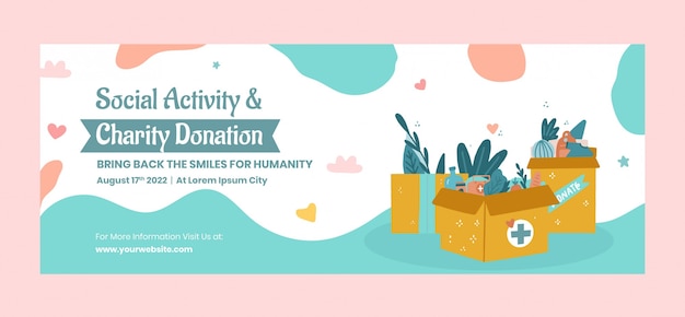 Free vector charity event hand drawn flat facebook cover