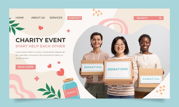 Free vector charity event hand drawn flat landing page