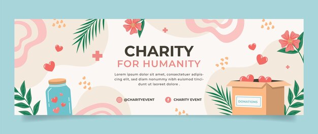 Charity event hand drawn flat twitter header