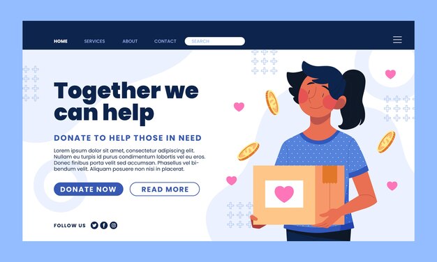 Charity event landing page template design
