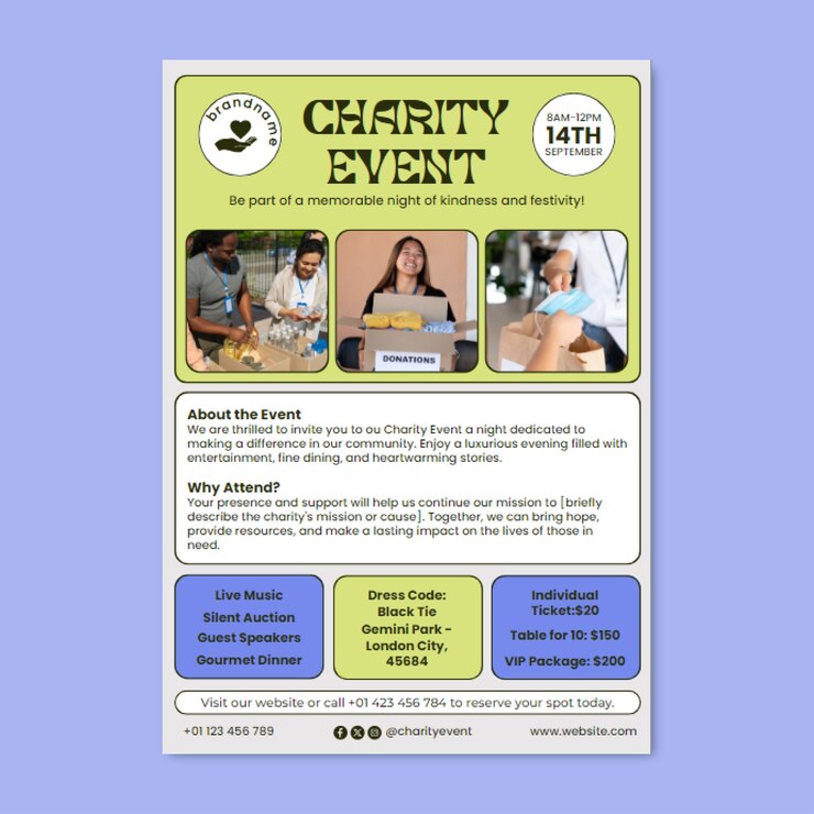 Free Vector charity flyer template design