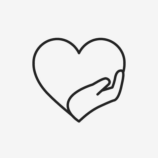 Charity logo, hands supporting heart icon flat design vector illustration