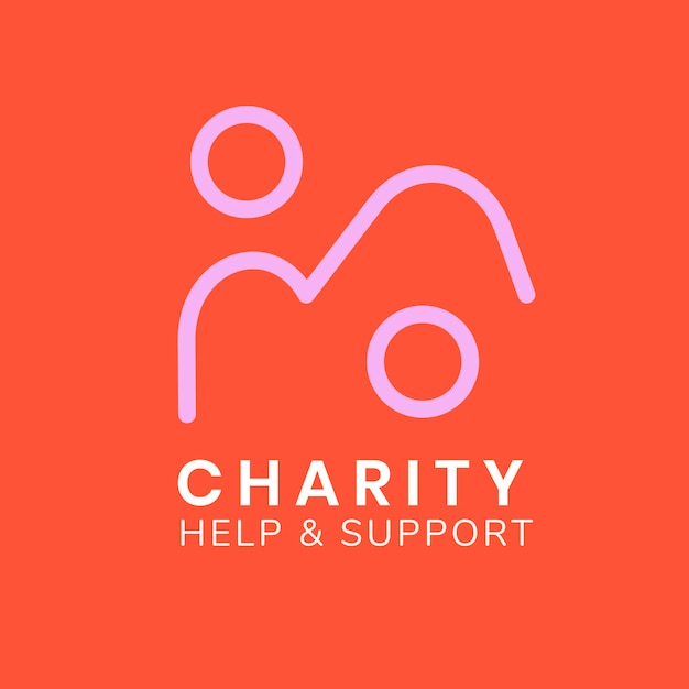 Charity logo template, non-profit branding design vector, help &amp; support text