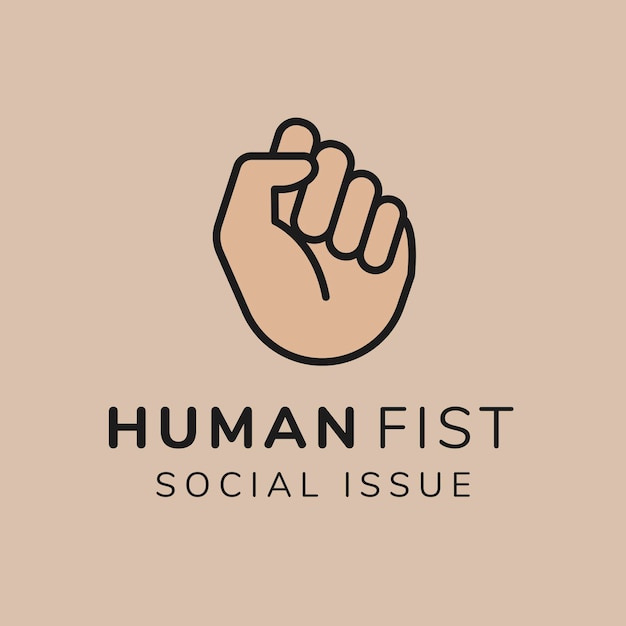 Charity logo template, non-profit branding design vector, human fist social issue text