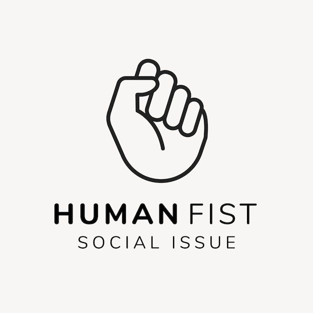 Charity logo template, non-profit branding design vector, human fist social issue text