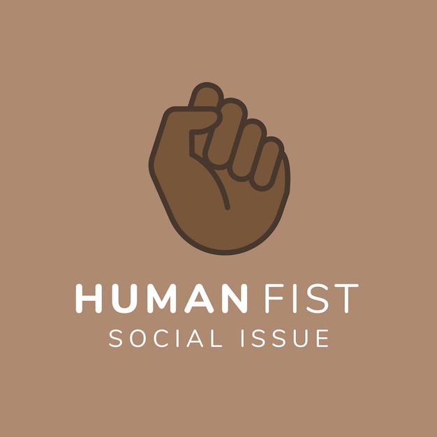Free vector charity logo template, non-profit branding design vector, human fist social issue text