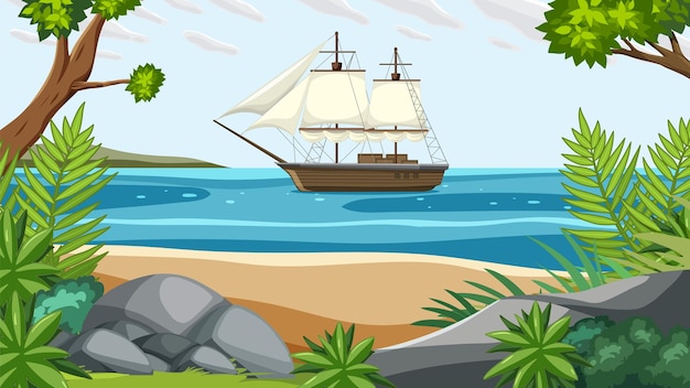 Free vector charles darwin expedition to galapagos concept