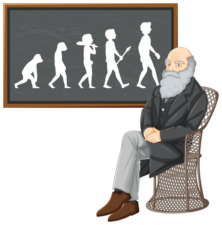 Free Vector charles darwin with science of evolution