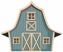 Free vector charming blue wooden barn illustration