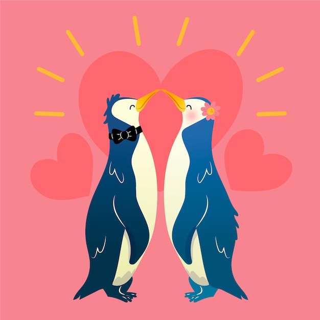 Free vector charming valentine's day animal couple