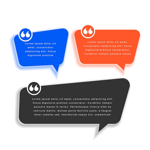 Free vector chat bubble style quote template design set