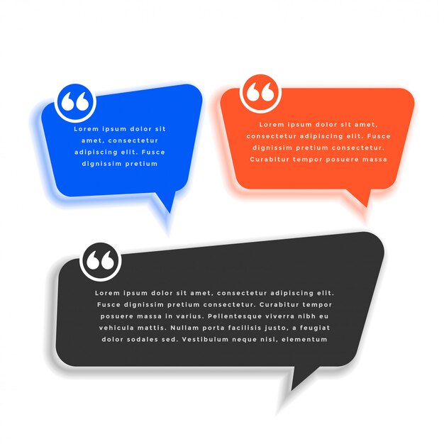 Chat bubble style quote template design set