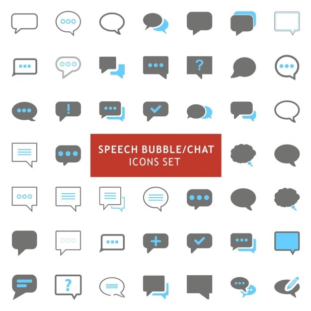 Бесплатное векторное изображение Черный и серый речи пузырь набор иконок