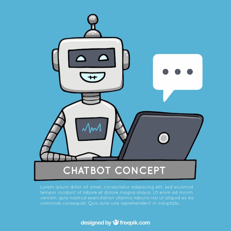 無料Vector チャットボットのコンセプト背景と幸せなロボット