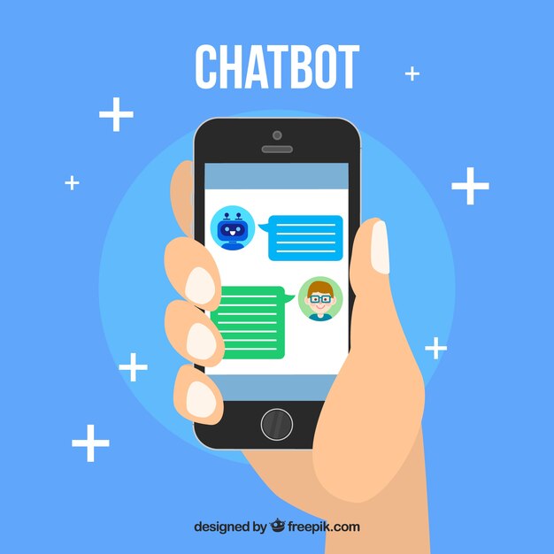 Chatbot concept background with mobile device