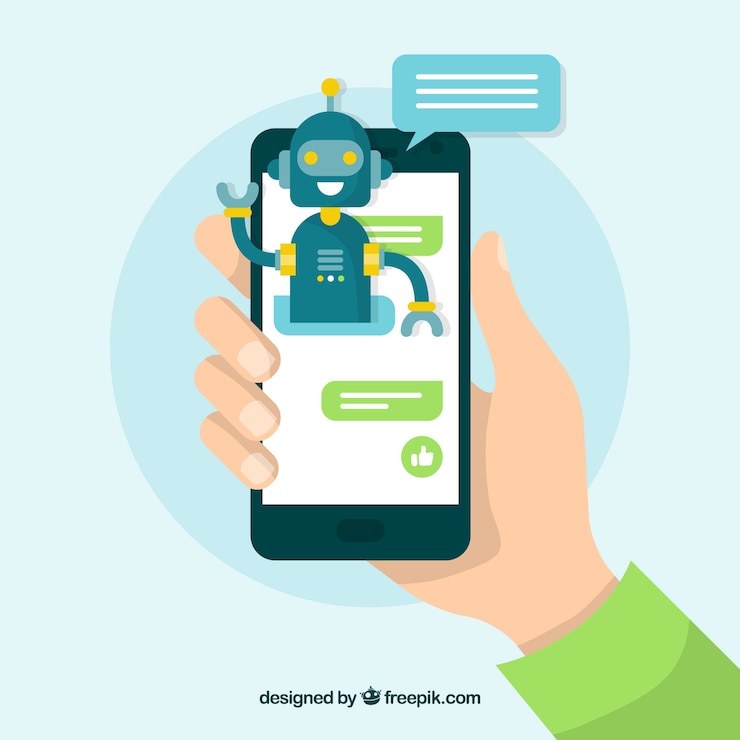 Free Vector chatbot concept background with mobile device