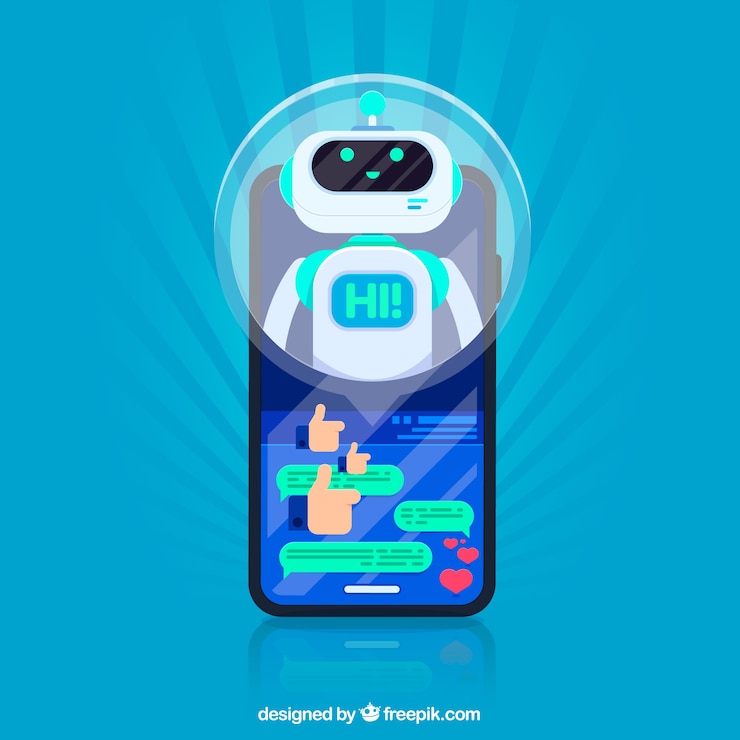 Free Vector chatbot concept background with mobile device