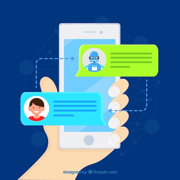 Бесплатное векторное изображение Концепт концепции chatbot с мобильным устройством