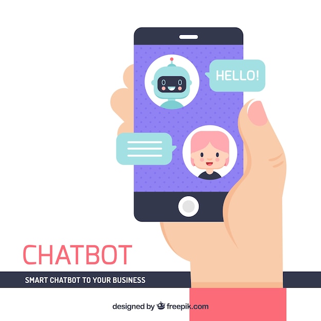 Free vector chatbot concept background with mobile device