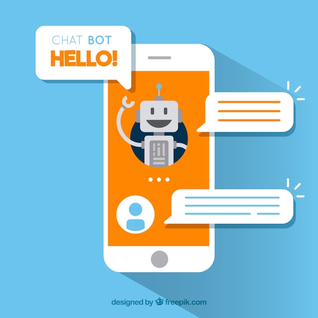 Free vector chatbot concept background with mobile device