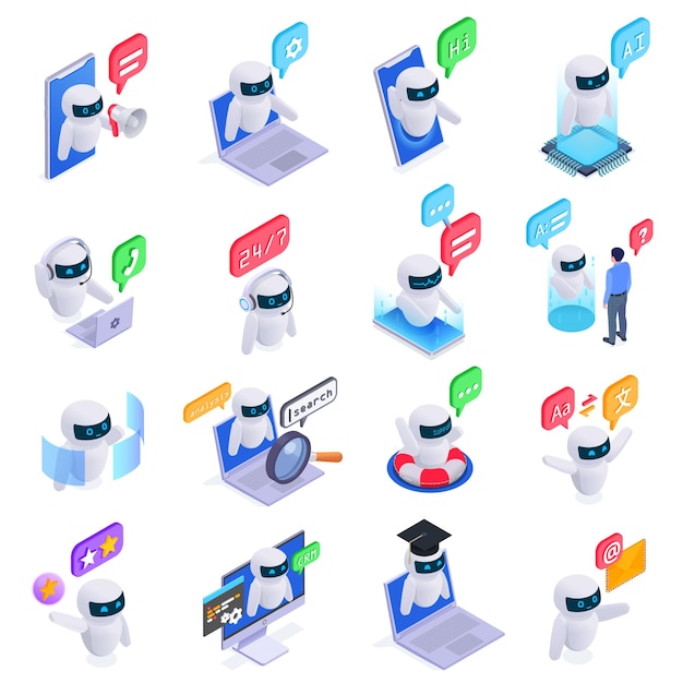 Free vector chatbot messenger icons set