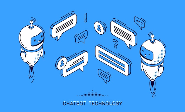 Banner della tecnologia chatbot. supporto client ai robot