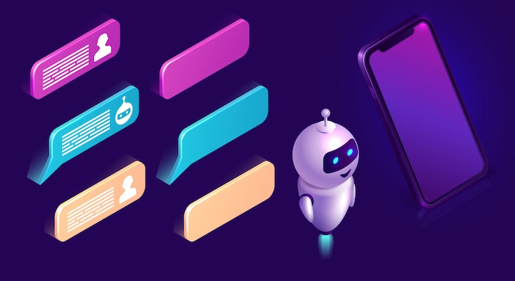 無料Vector chatbot技術、等尺性のアイコンインターフェイスセット