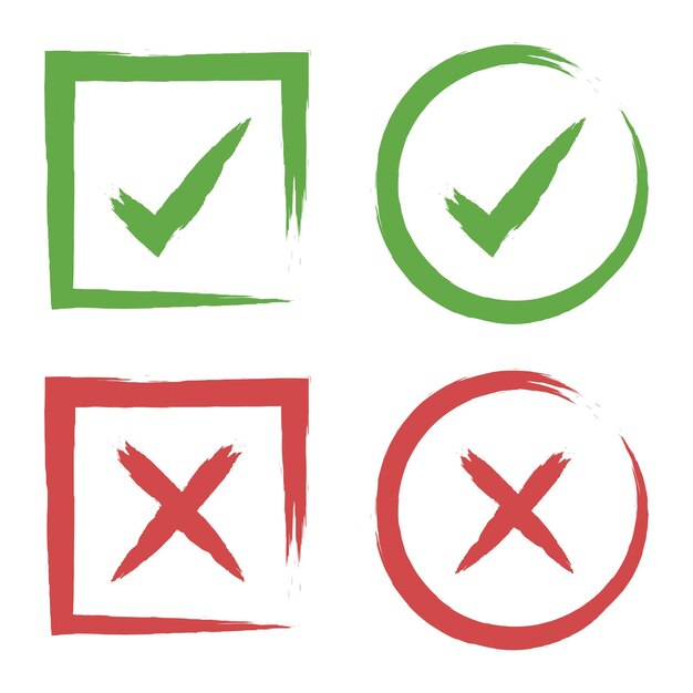 Checkbox check mark cross set handwritten Vector Image