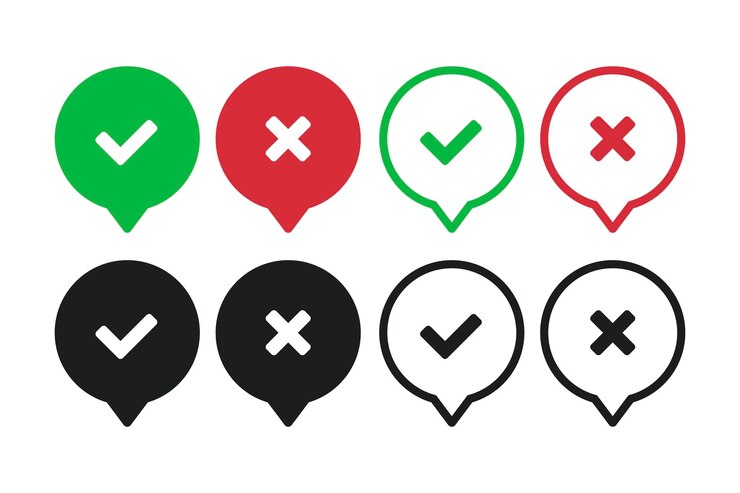 Free Vector check and cross message bubbles set
