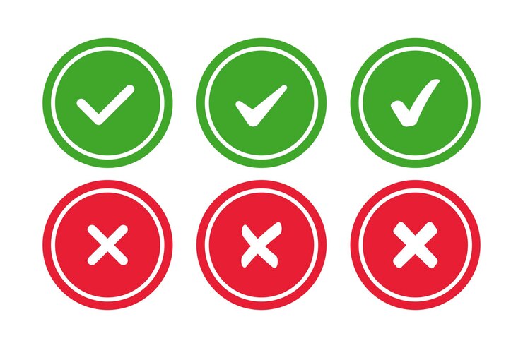 Free Vector check and cross set double circles