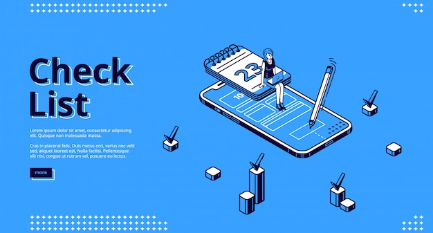 Check list, online survey isometric