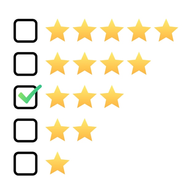 Free vector check mark box with review stars