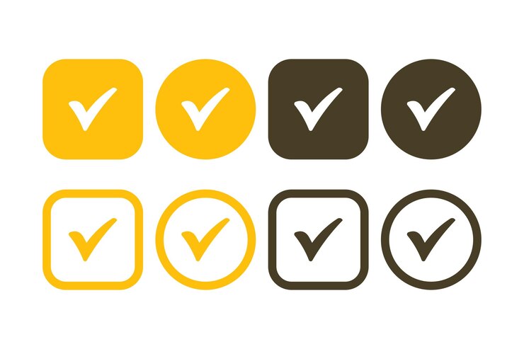 Free Vector check mark circles and squares yellow set