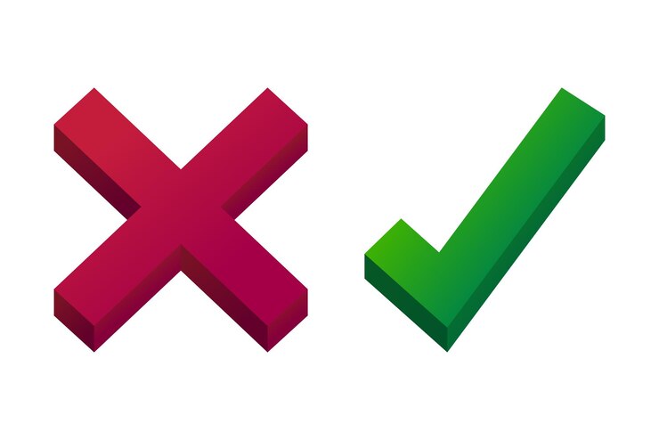 Free Vector check mark and cross gradient 3d