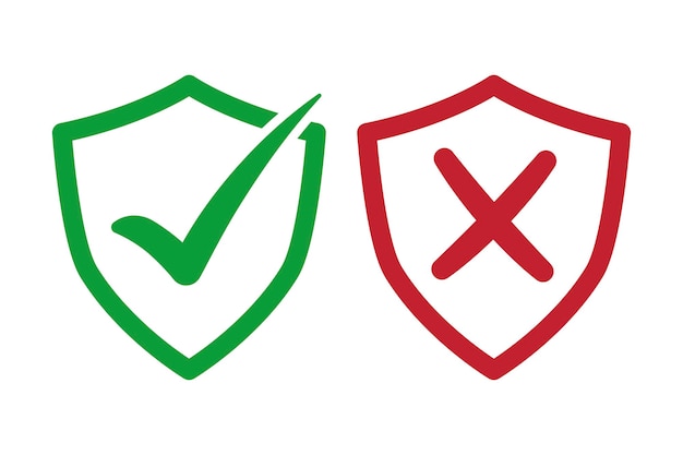 Free vector check mark and cross shield outline