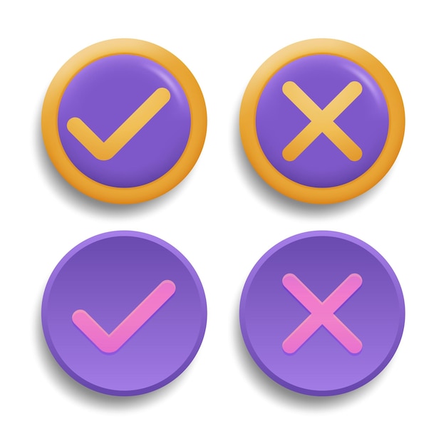 Check mark icon in 3d cartoon style