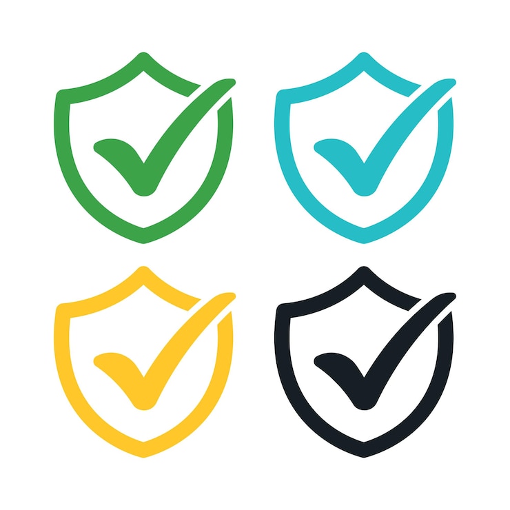 Free Vector check mark shield split multiple colours