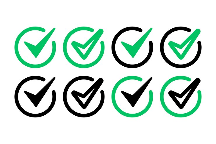 Free Vector check mark sticker set