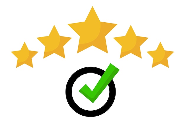 Check mark with review stars