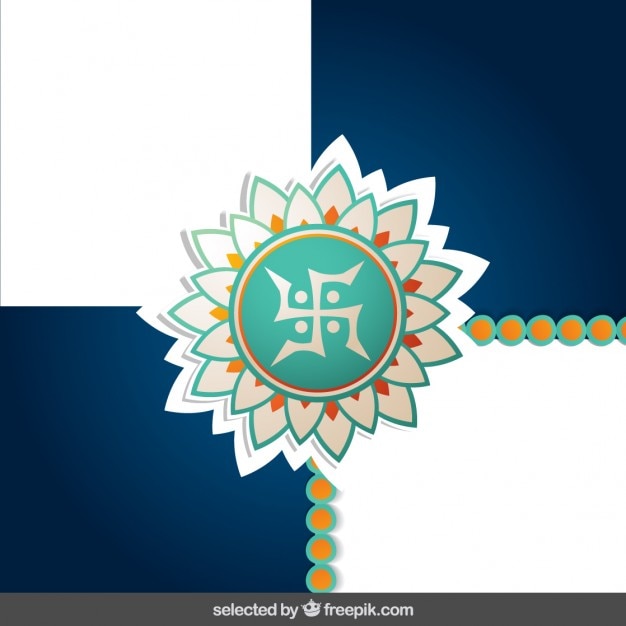 Free vector checkered background with rakhi floral ornament