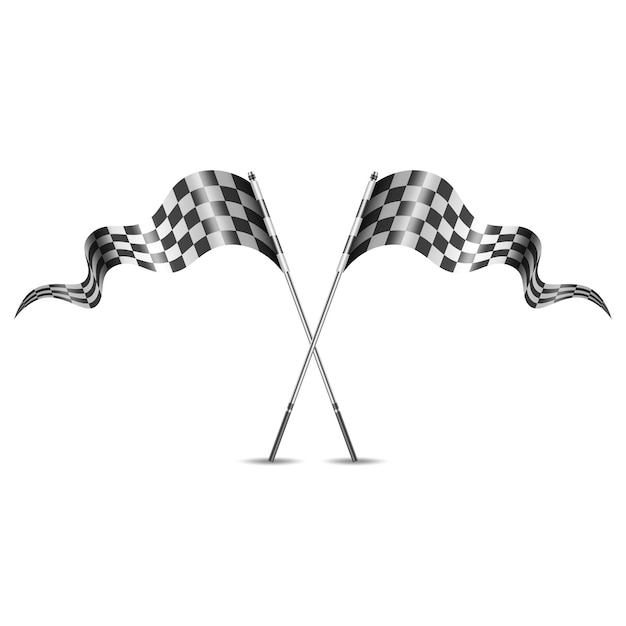 Free vector checkered flag wave flying on white for sport race championship