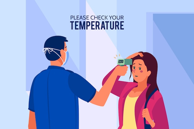 Checking body temperature concept
