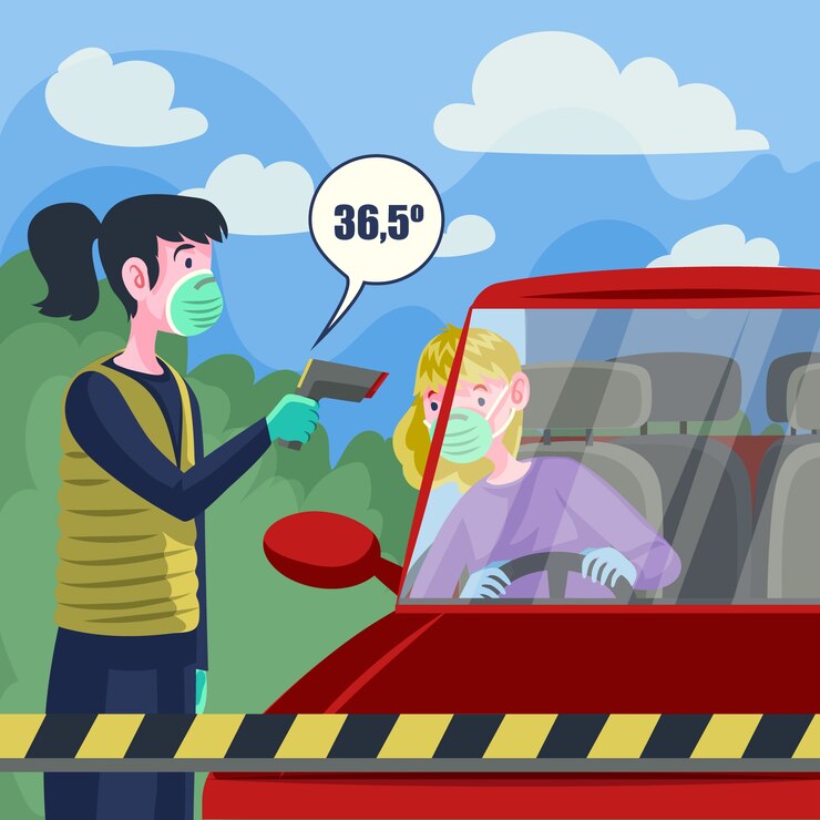 Free Vector checking body temperature illustration