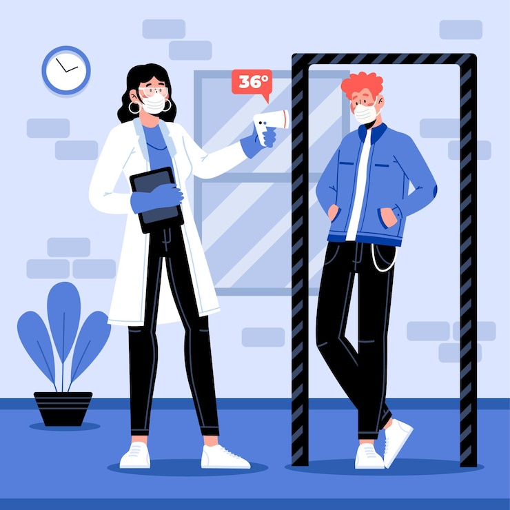 무료 Vector 공공 장소에서 체온 확인