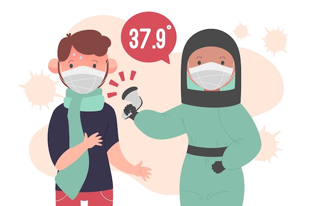 Checking body temperature in public areas