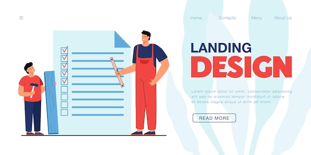 Free vector checklist for carpentry works and tasks of father and son