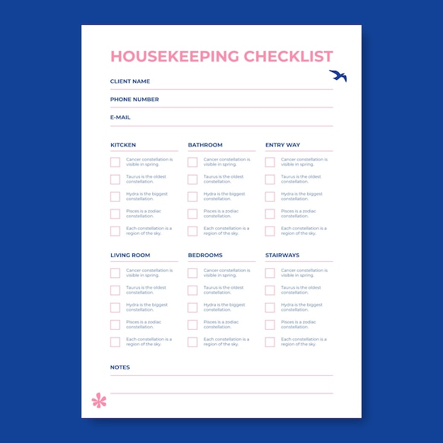 Checklist template design