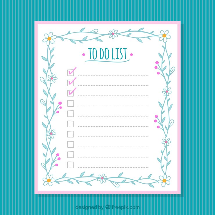 Free Vector checklist template with floral decoration