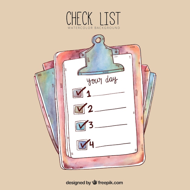 Checklist in watercolor style
